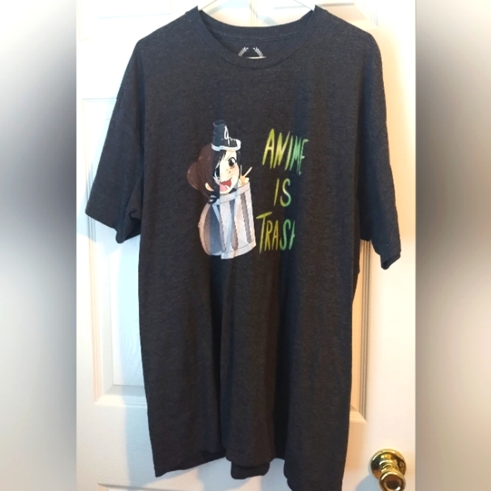 TeePublic Anime Is Trash Gray Graphic T-Shirt